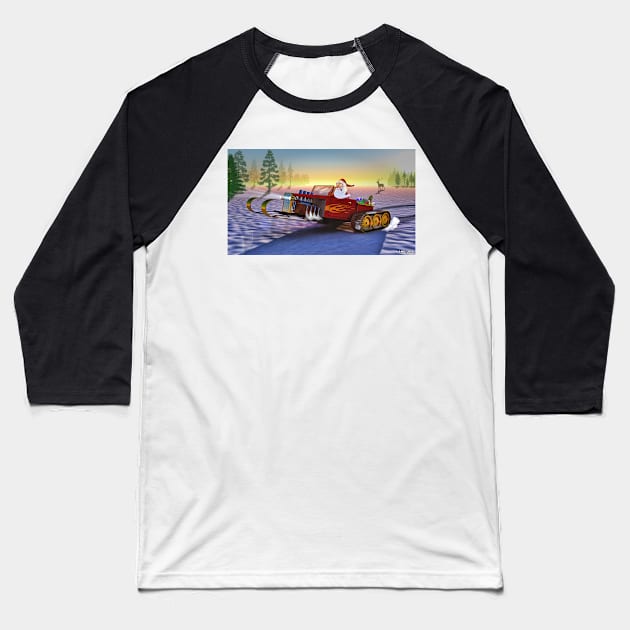 Santa's New Sleigh Baseball T-Shirt by kenmo